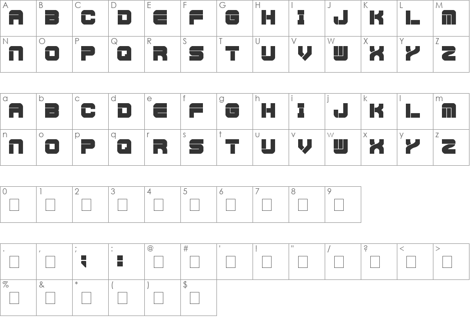 Futura Original font character map preview