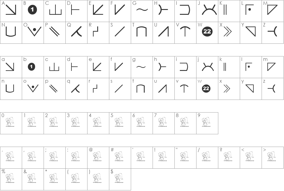 Futurama Alien Alphabet Two font character map preview