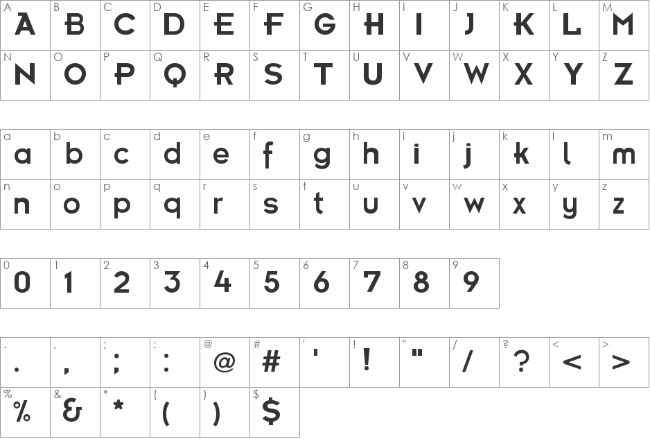 Futurama Bold Font font character map preview