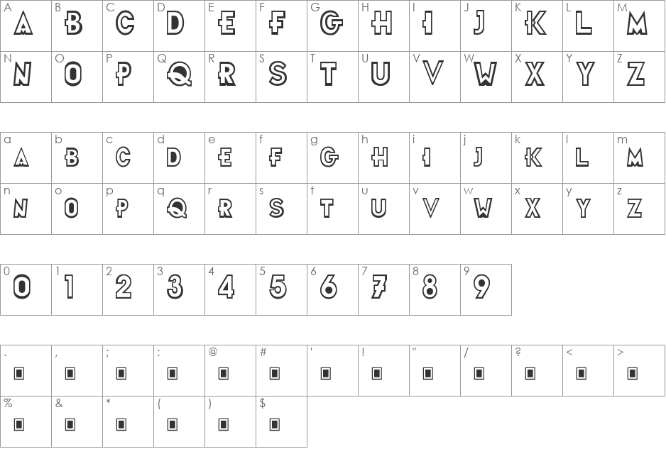 Futurama Title Font font character map preview