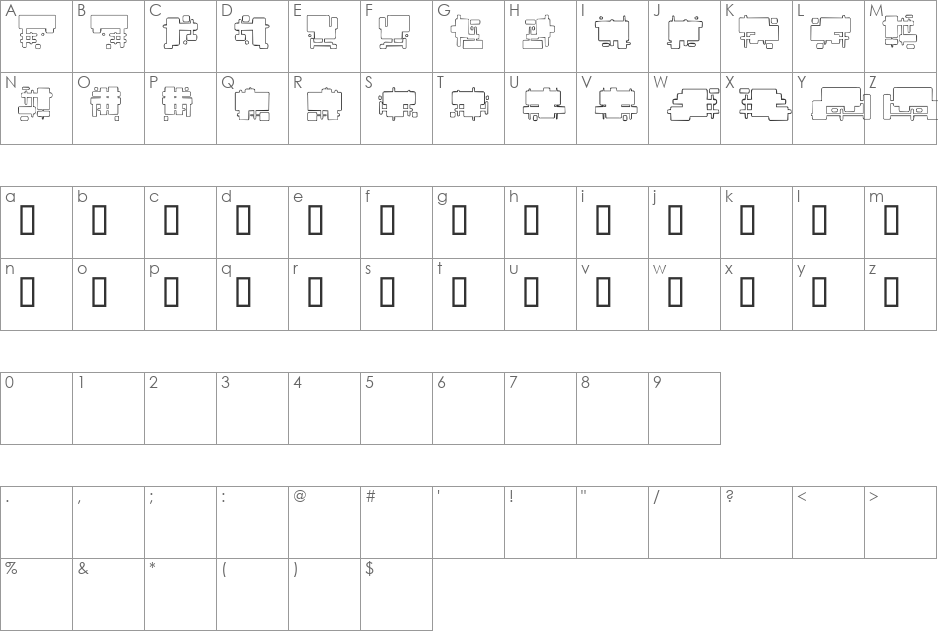 Future Boxes font character map preview