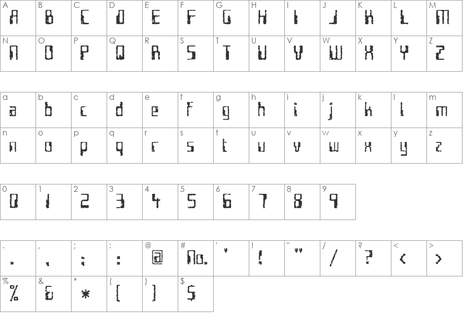 Future Imperfect font character map preview