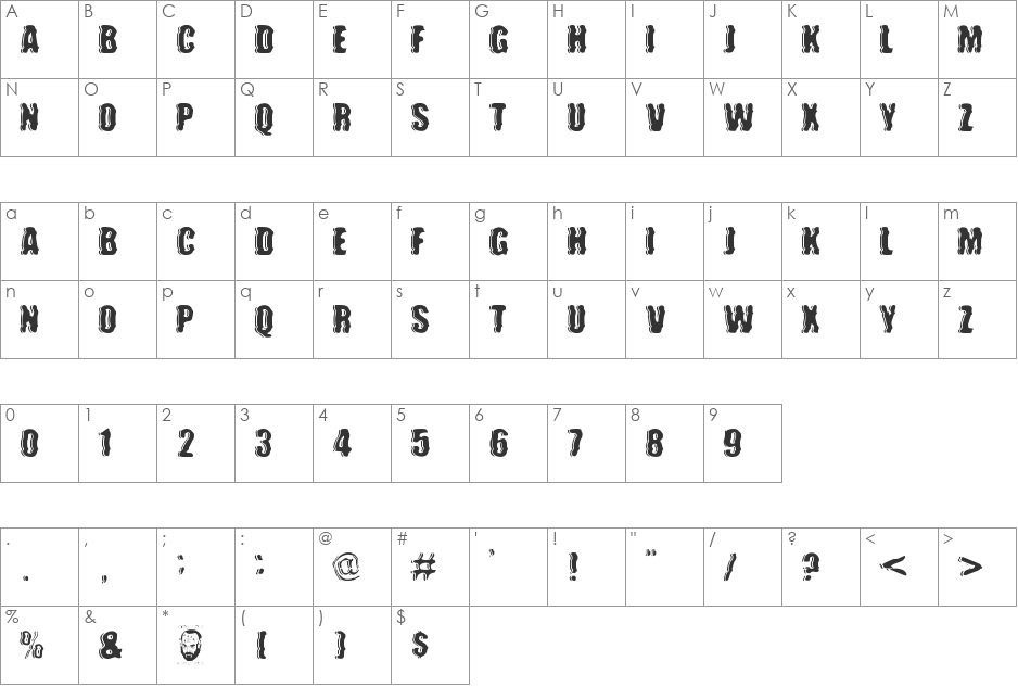 future war font character map preview