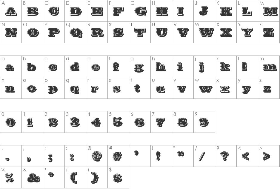 Future West font character map preview