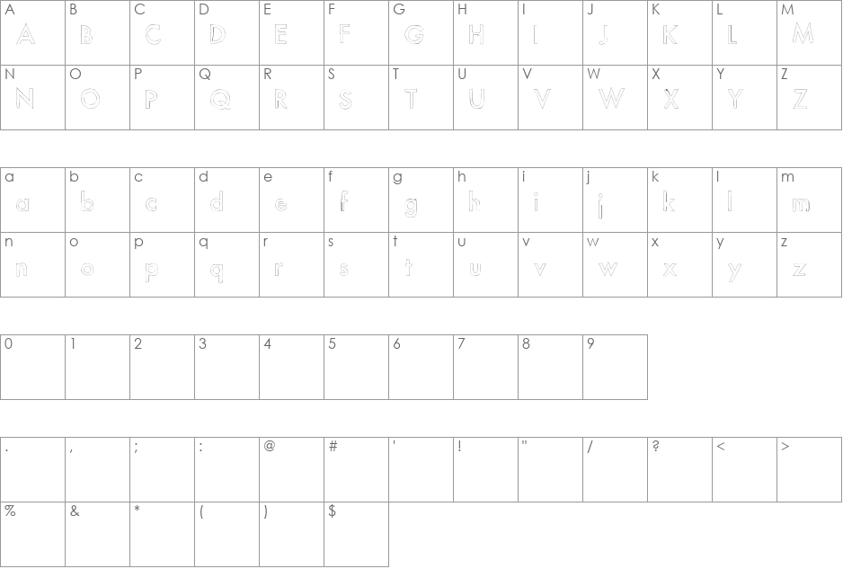 FutureLines font character map preview
