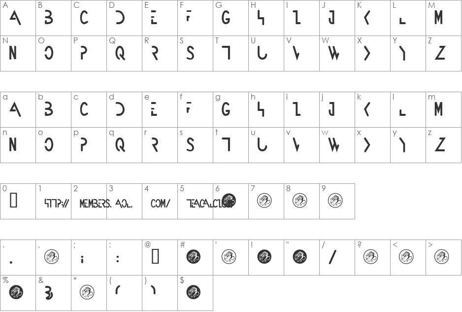 Futureman font character map preview