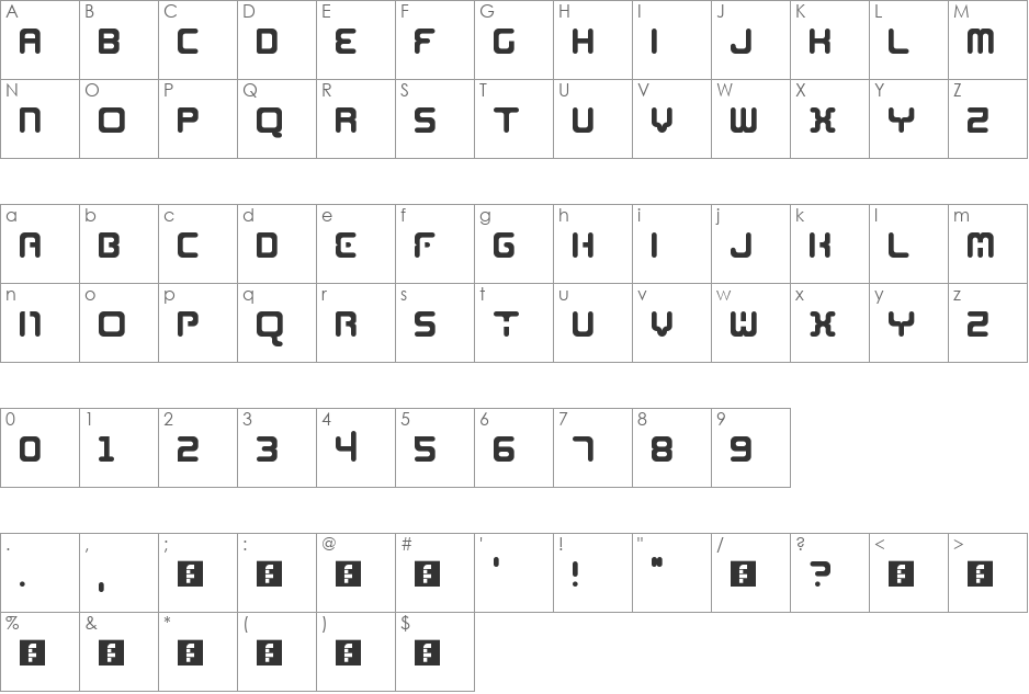 FutureMan font character map preview