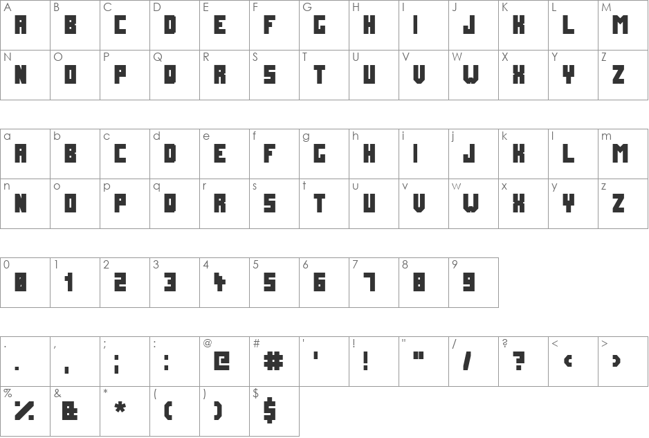 FutureMillennium font character map preview
