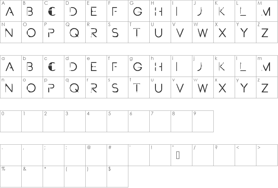 FuturePaint font character map preview