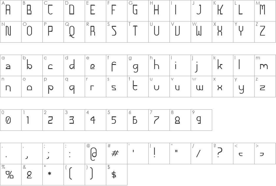 Futurex - AlternateTC font character map preview