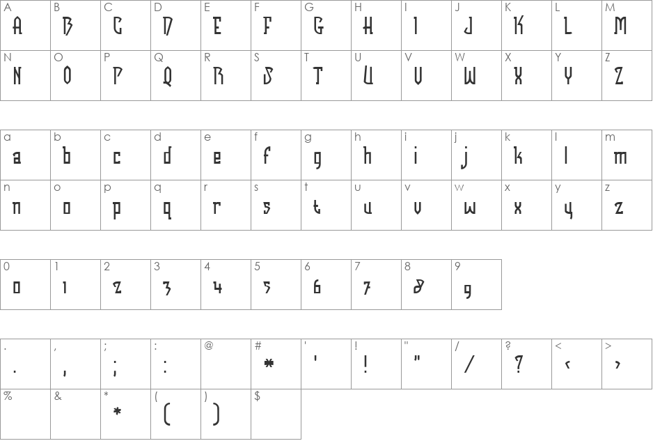 Futurex - Bob font character map preview