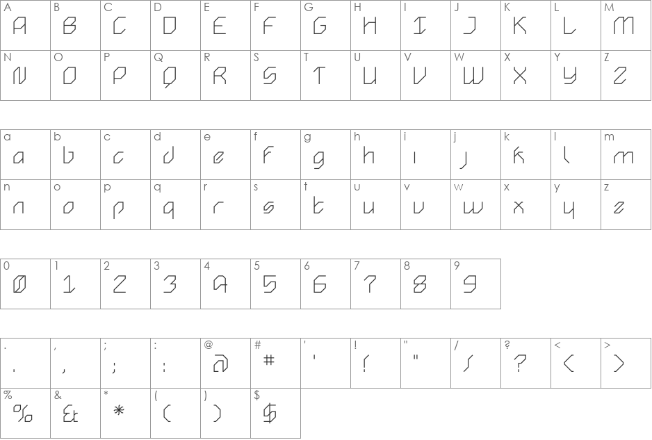 AngolSharp Regular font character map preview