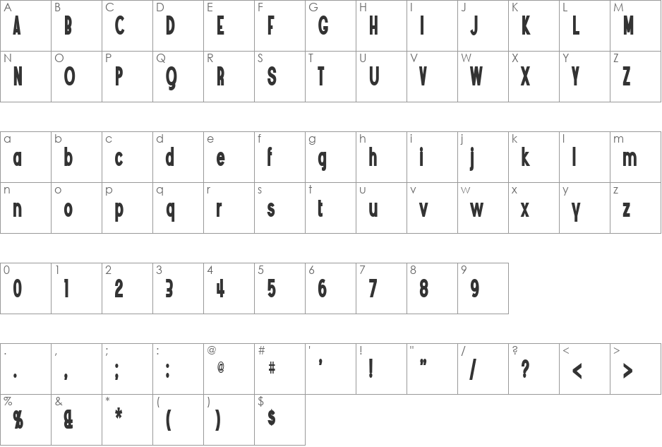 Angostura Black font character map preview