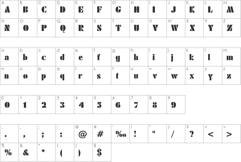 Futuri-Black-Normal font character map preview