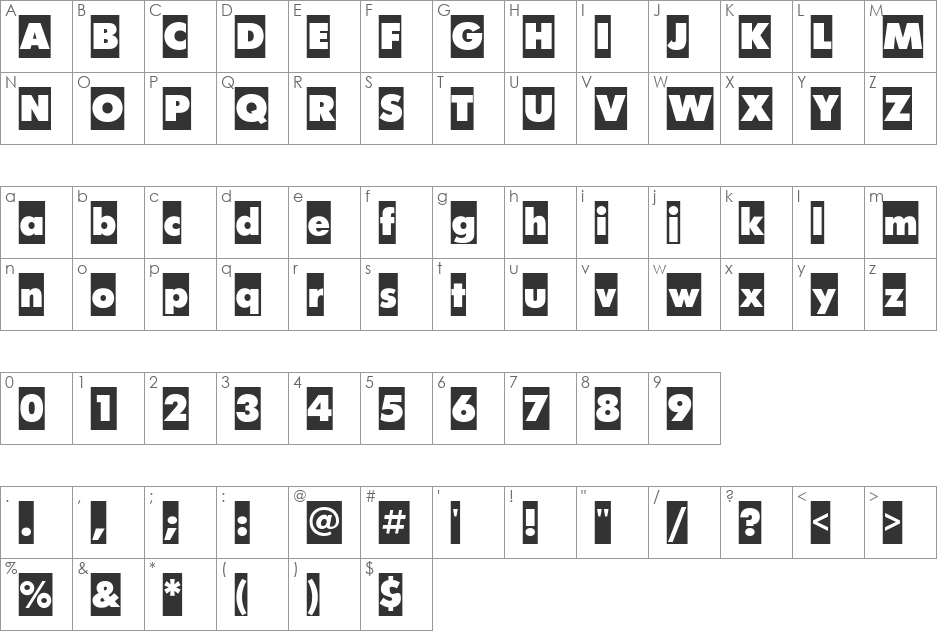 FuturisCameo font character map preview
