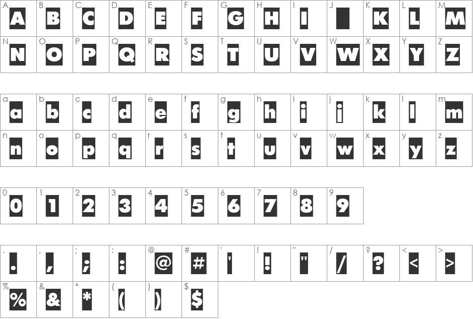 FuturisCameoC font character map preview