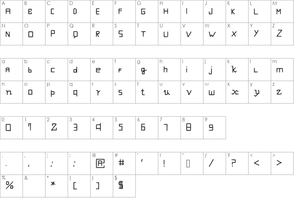 FuturisticEvolution font character map preview