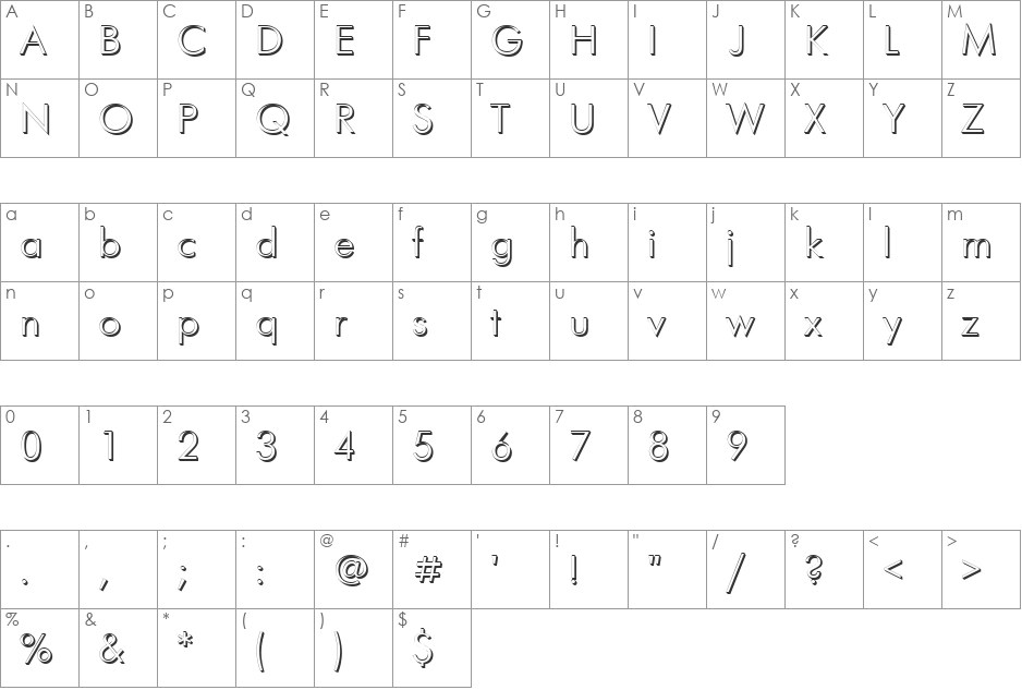 FuturisVolumeC font character map preview