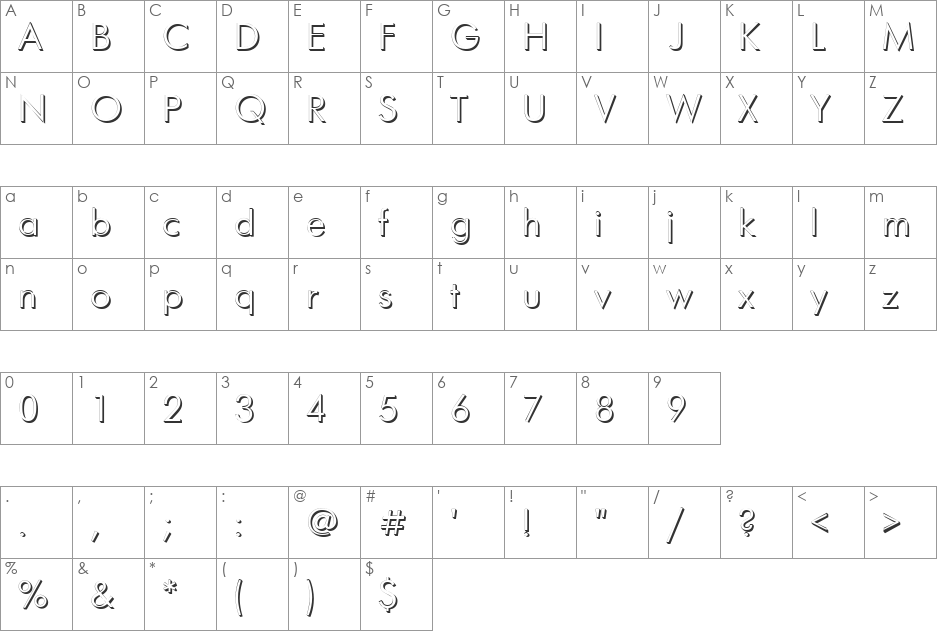 FuturisVolumeCTT font character map preview
