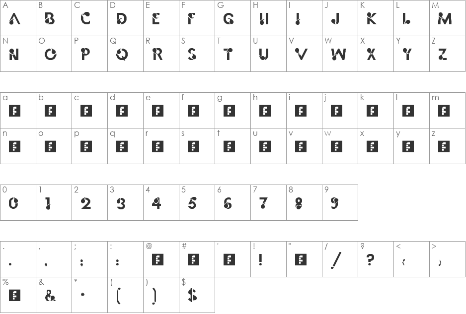 Futurmarine font character map preview