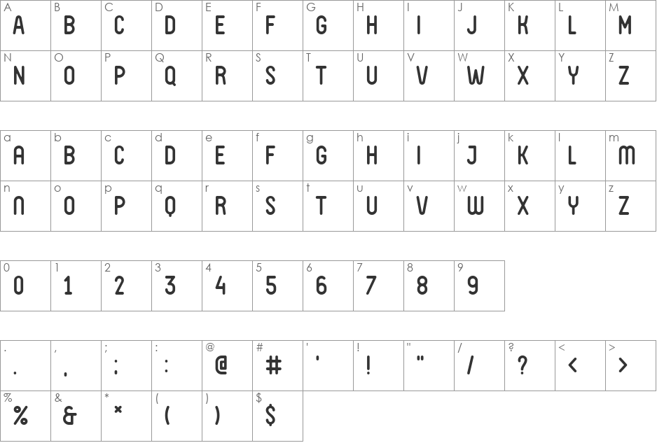 FV Almelo font character map preview