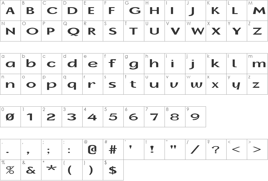 FZ BASIC 14 EX font character map preview