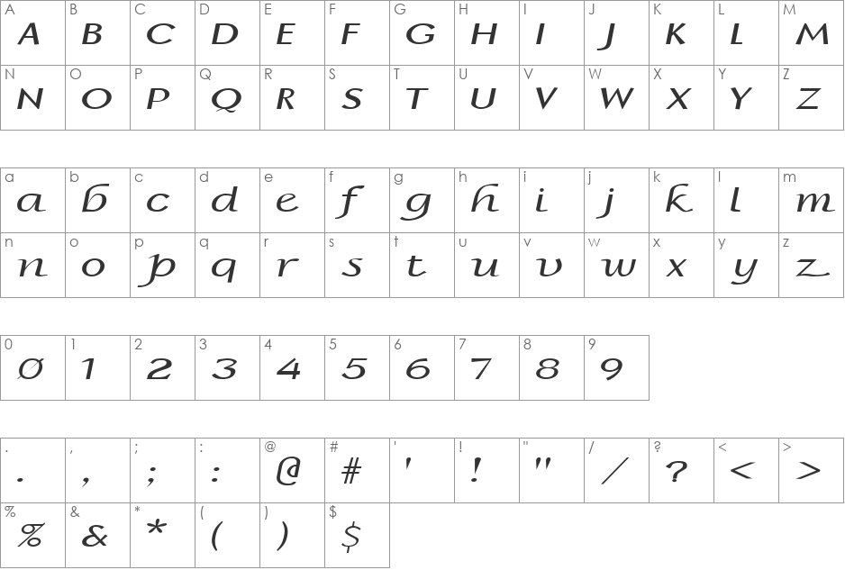 FZ BASIC 15 EX font character map preview