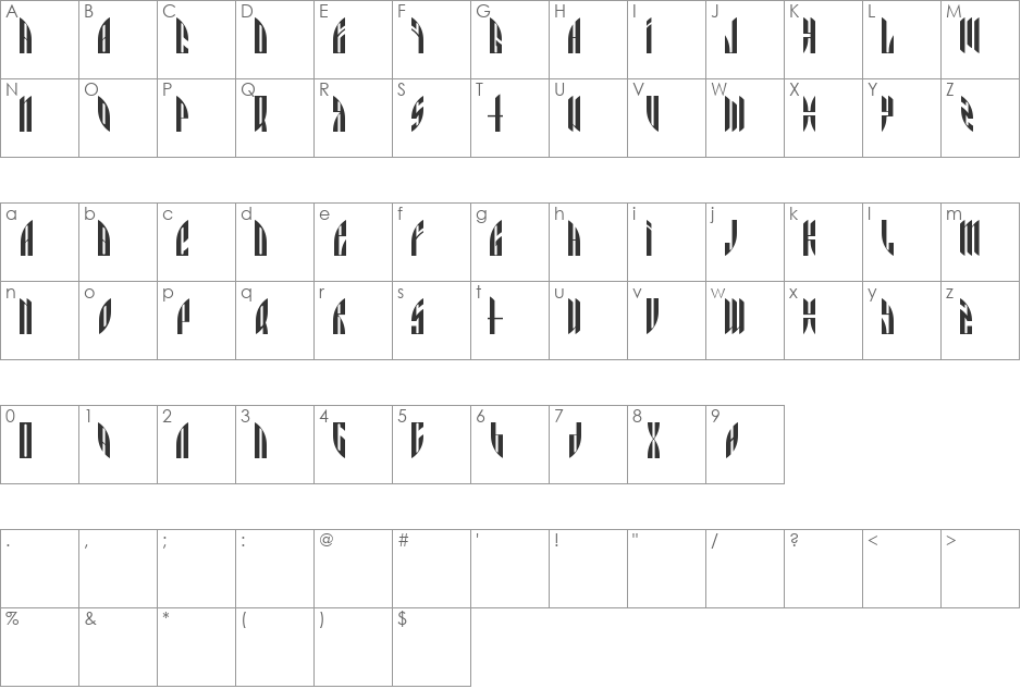 AngryOrange font character map preview