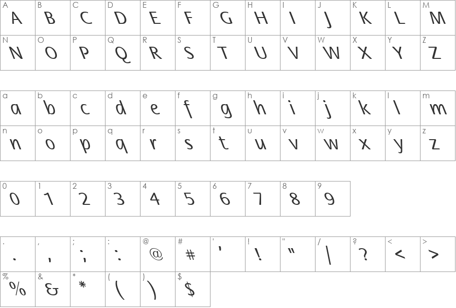 FZ BASIC 17 LEFTY font character map preview