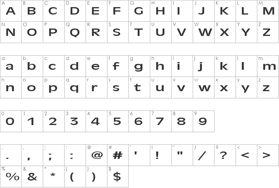 FZ BASIC 2 EX font character map preview