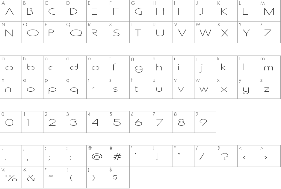 FZ BASIC 20 EX font character map preview
