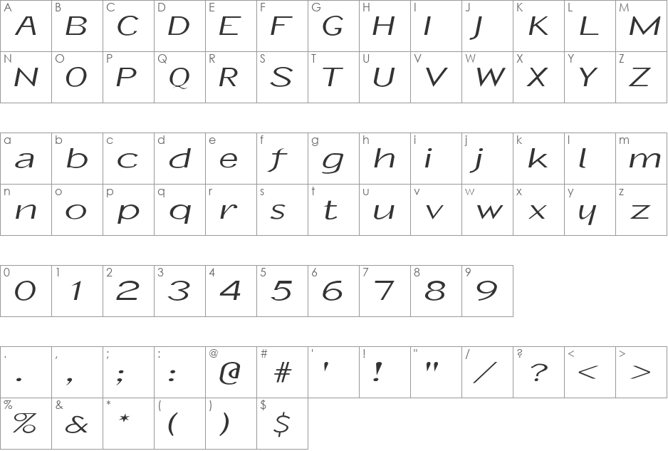 FZ BASIC 21 EX font character map preview