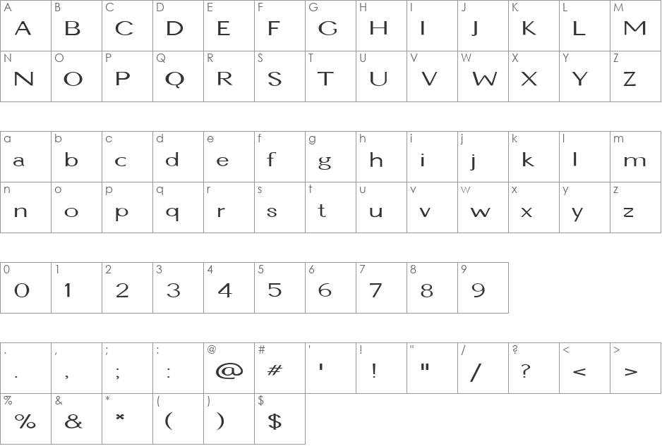 FZ BASIC 22 font character map preview