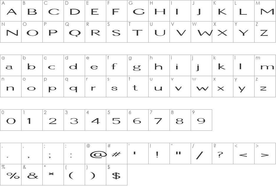FZ BASIC 22 EX font character map preview