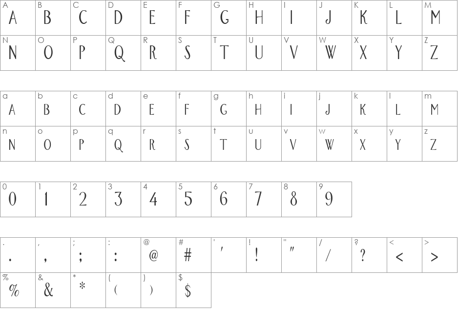 FZ BASIC 26 COND font character map preview