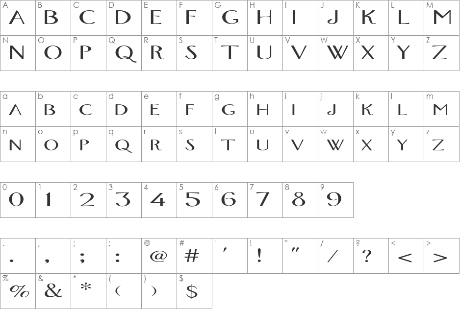 FZ BASIC 26 EX font character map preview