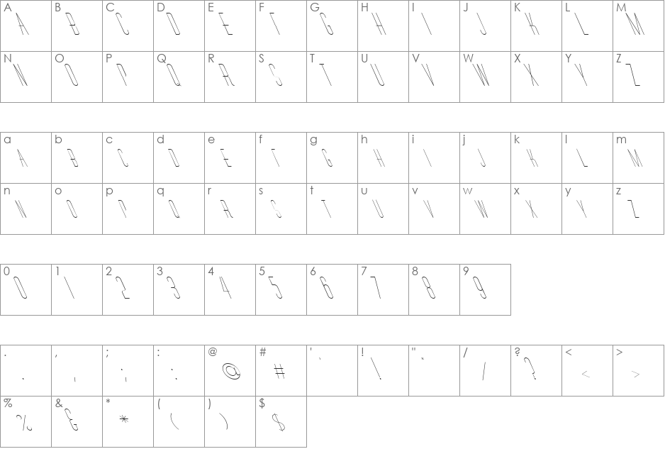 FZ BASIC 27 LEFTY font character map preview
