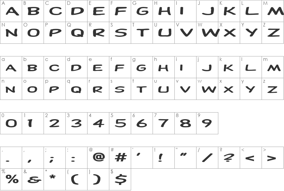 FZ BASIC 28 EX font character map preview