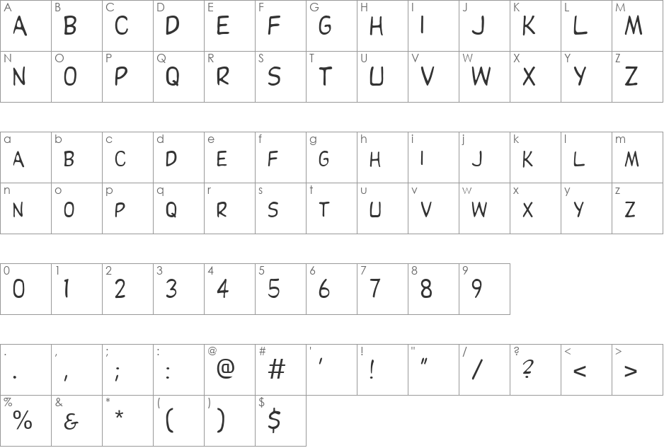 FZ BASIC 29 font character map preview