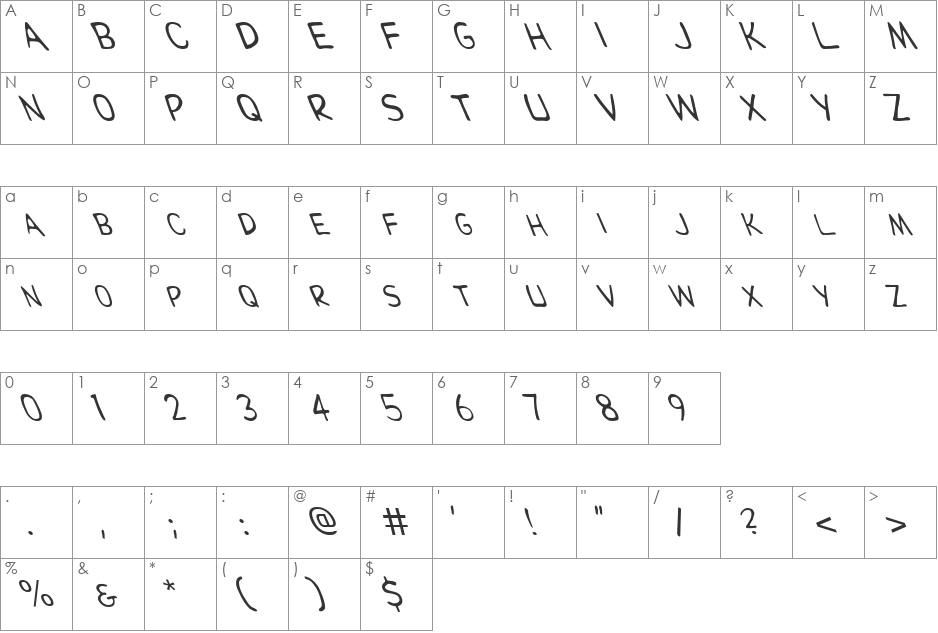 FZ BASIC 29 LEFTY font character map preview