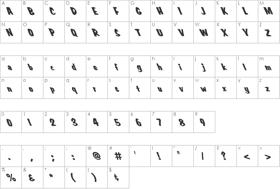 FZ BASIC 3 LEFTY font character map preview