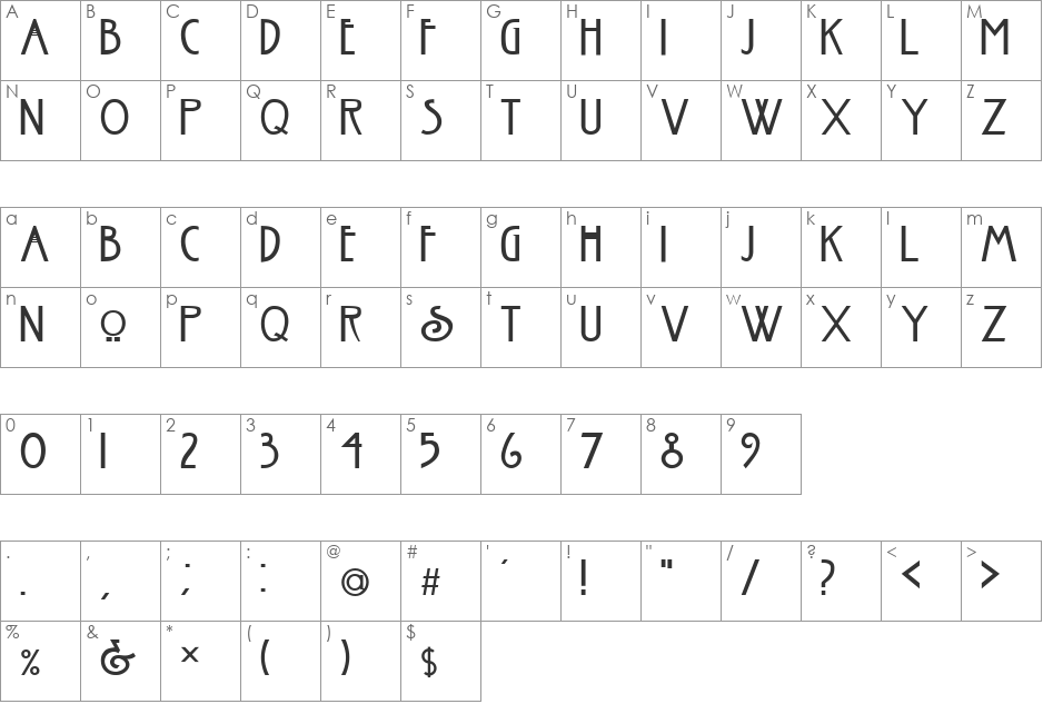 FZ BASIC 30 font character map preview