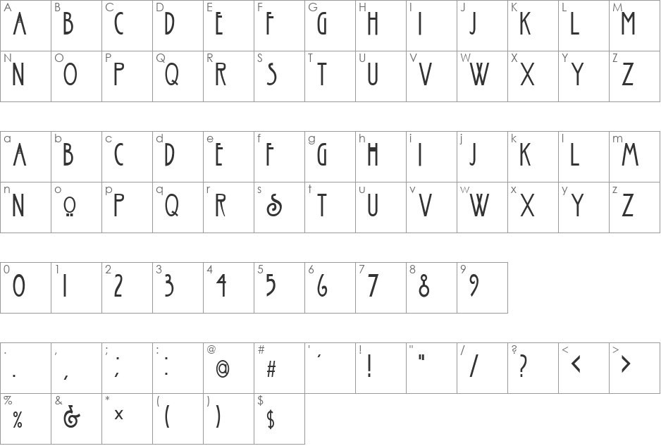 FZ BASIC 30 COND font character map preview