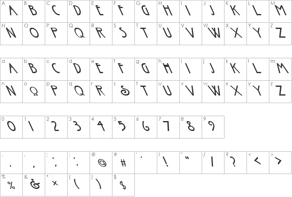 FZ BASIC 30 LEFTY font character map preview