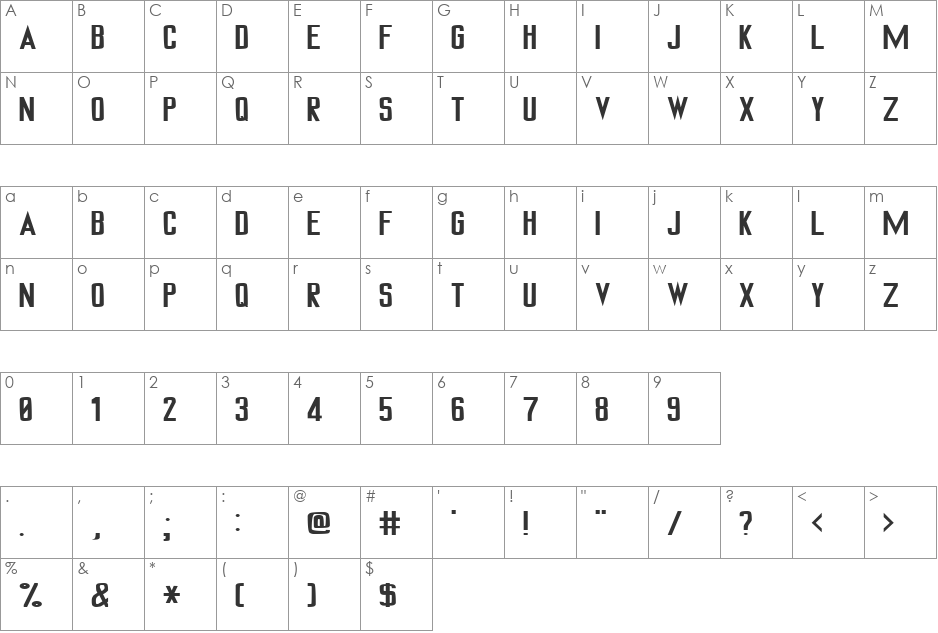 FZ BASIC 32 font character map preview