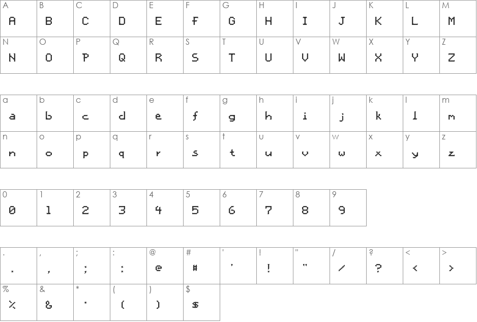 angulan font character map preview