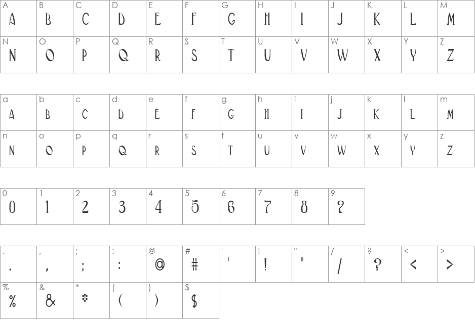 FZ BASIC 33 COND font character map preview