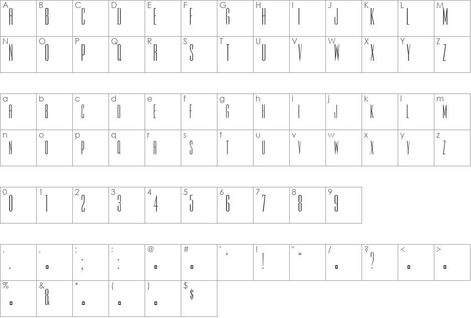 FZ BASIC 39 font character map preview