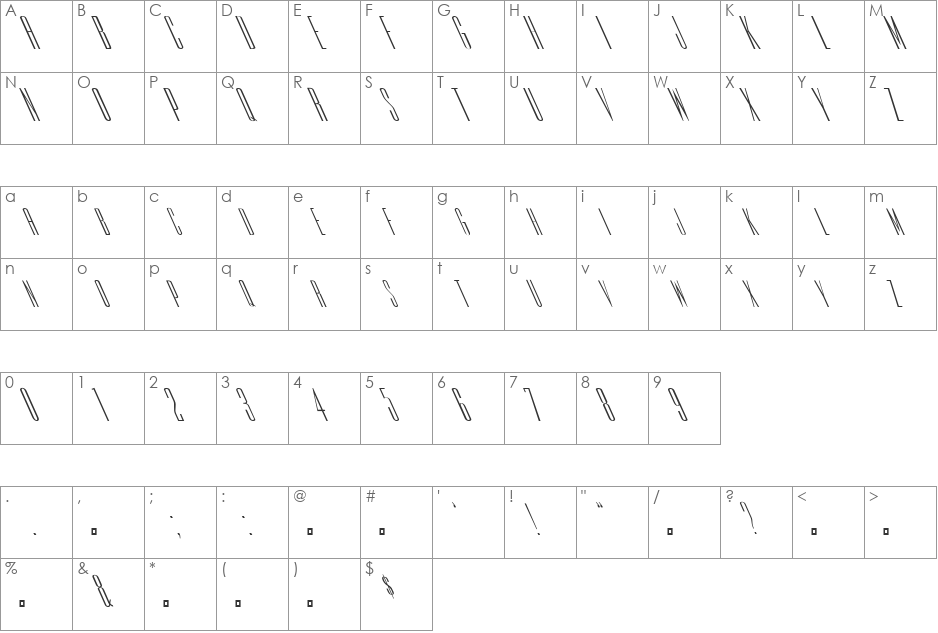 FZ BASIC 39 LEFTY font character map preview