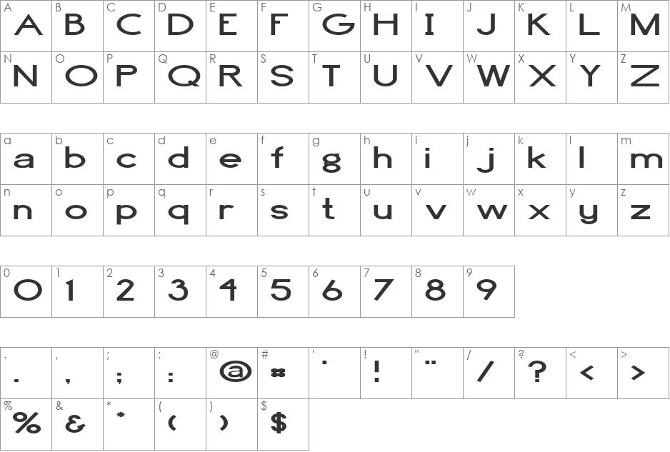 FZ BASIC 4 EX font character map preview